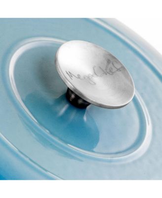 5 Quarts Round Enameled Cast Iron Casserole with Lid in Blue