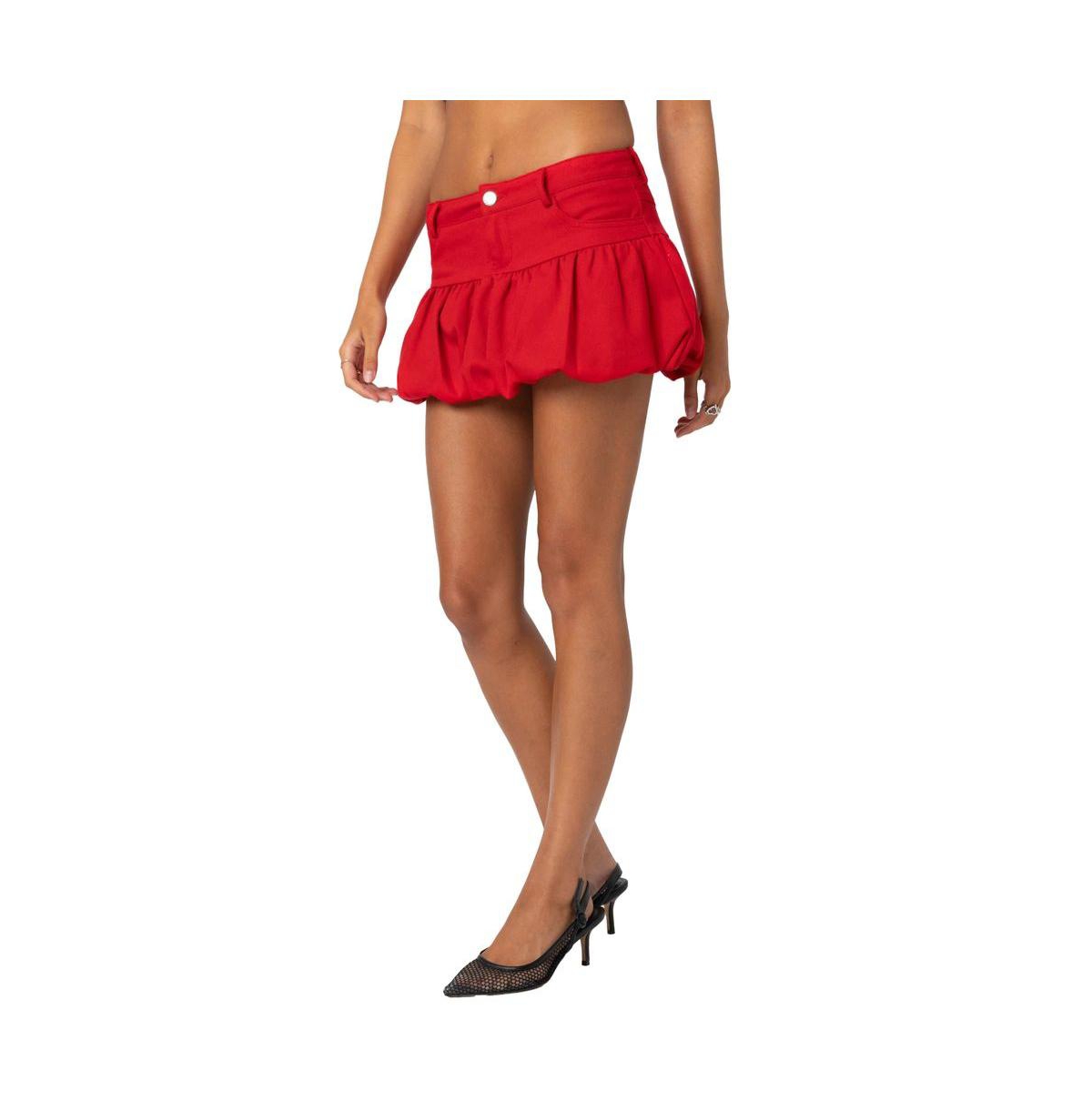 Edikted Women's Denim Bubble Mini Skirt