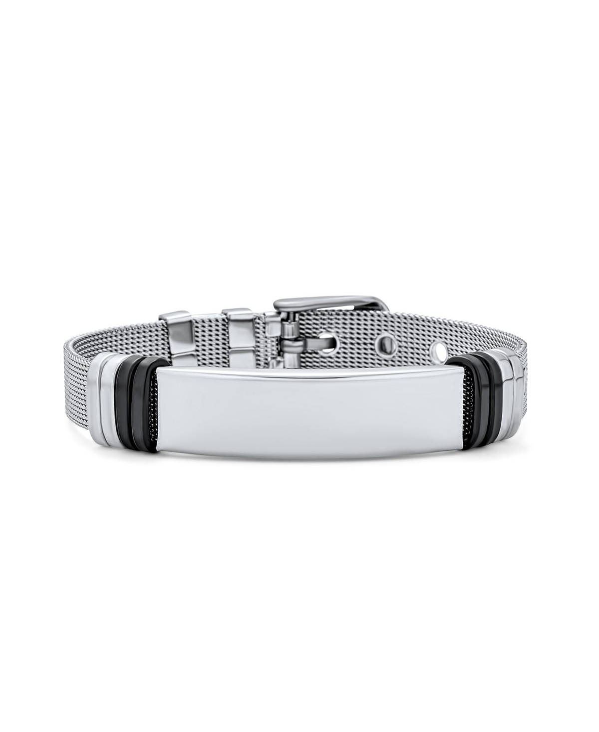 Identification Name Tag Bracelet Wrist Band Belt Buckle Mesh Bracelet Stainless Steel Adjustable - Grey