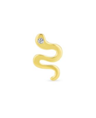 Minimalist Tiny Mini 14K Yellow Gold Garden Reptile Serpent Snake Cartilage Ear Stud Earring For Women Safety Clutch Screw back Lobe Piercing 1 Piece