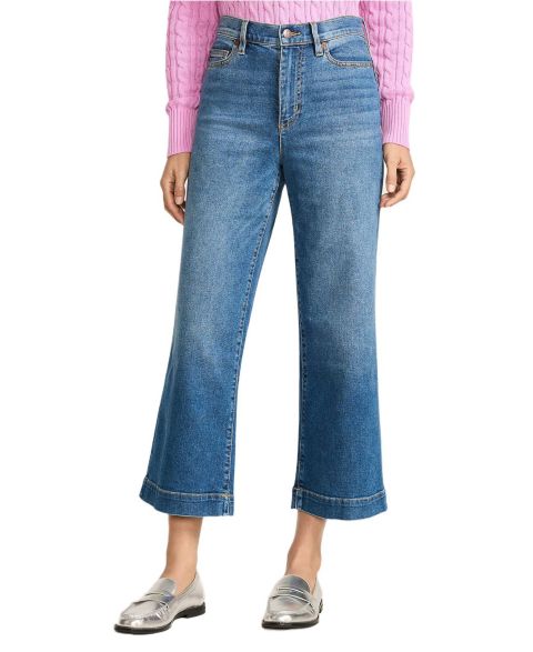 Женские джинсы Lands' End Recover Denim High Rise Wide Leg Crop Jeans, цвет: Индиго синий