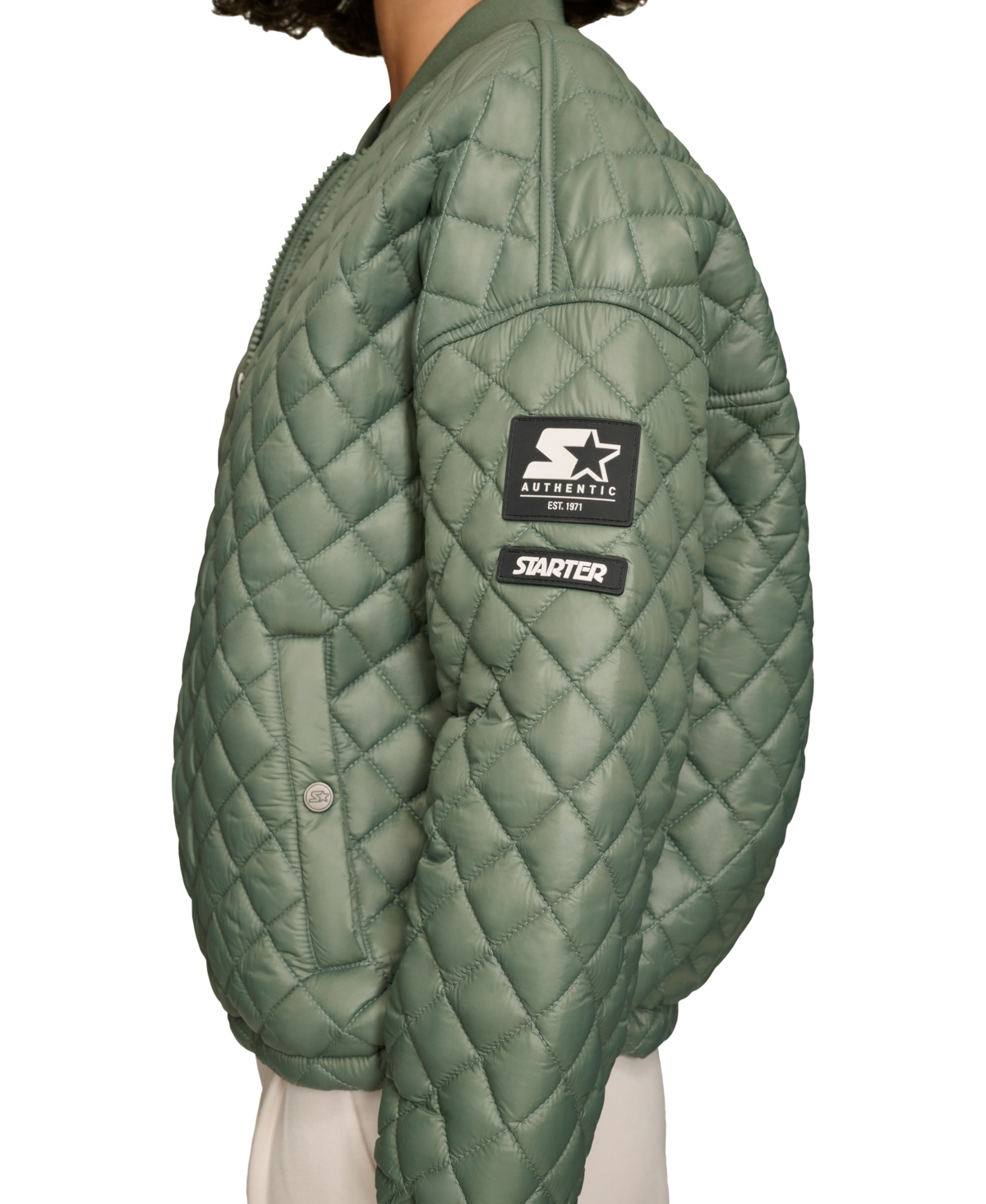 Shop Starter Women's Quilted Bomber Jacket In Duck Green