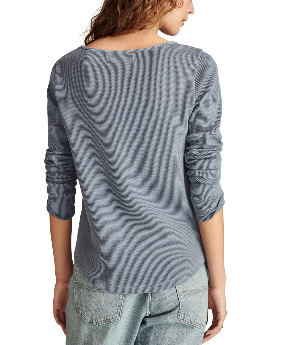 Lucky Brand Women's Embroidered Mesh Henley Top