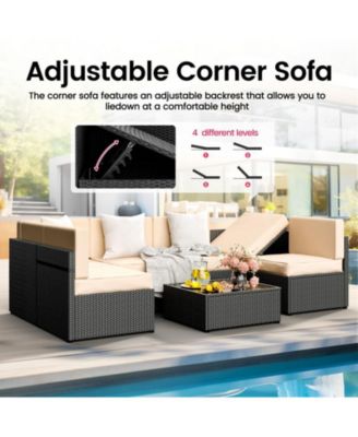 Gray 7-Piece Wicker Outdoor Sectional Set with Coffee Table and Gray Cushions