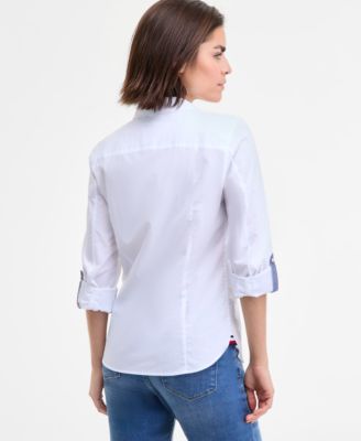 Women's Cotton Roll-Tab Button-Up Shirt