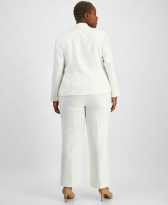 Plus Size Shawl-Collar Pant Suit Set