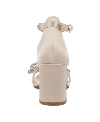 Women's Earaman Block Heel Rhinestone Bow Dress Sandals