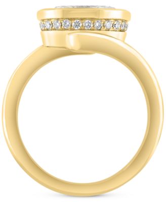 EFFY&reg; Lab Grown Diamond Oval & Round Bezel Halo Swirl Ring (2-1/8 ct. t.w.) in 14k Gold