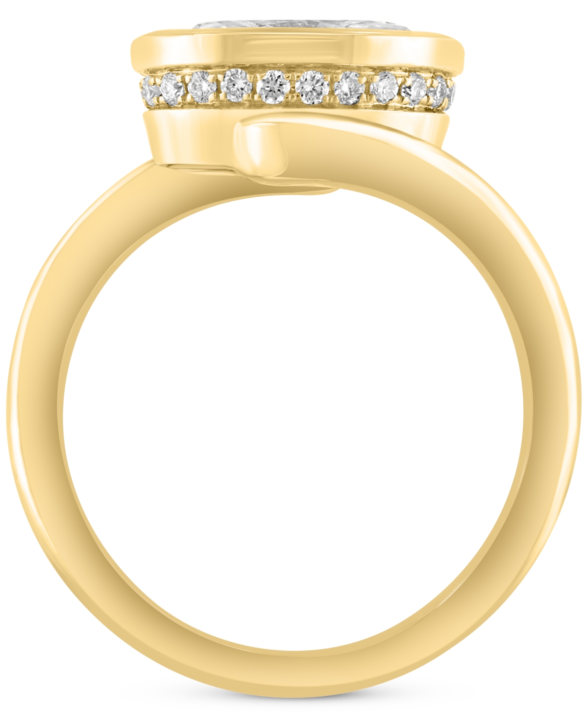Effy Collection Effy Lab Grown Diamond Oval & Round Bezel Halo Swirl Ring (2-1/8 Ct. T.w.) In 14k Gold In Yellow Gold