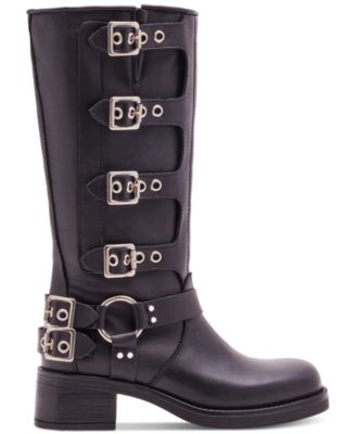 Women's Rocky Knee-High Buckled Moto Boots