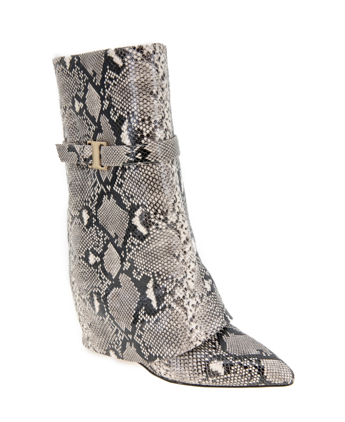 Bcbgeneration Women's Rinzy Cuff Fold Over Boots In Natural Snake