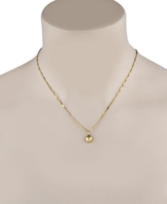 14k Gold-Plated Small Puffed Heart Floral Pattern Necklace