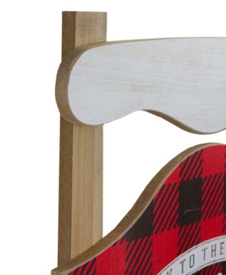 24" Buffalo Plaid Merry Christmas Sled Wooden Hanging Wall Sign