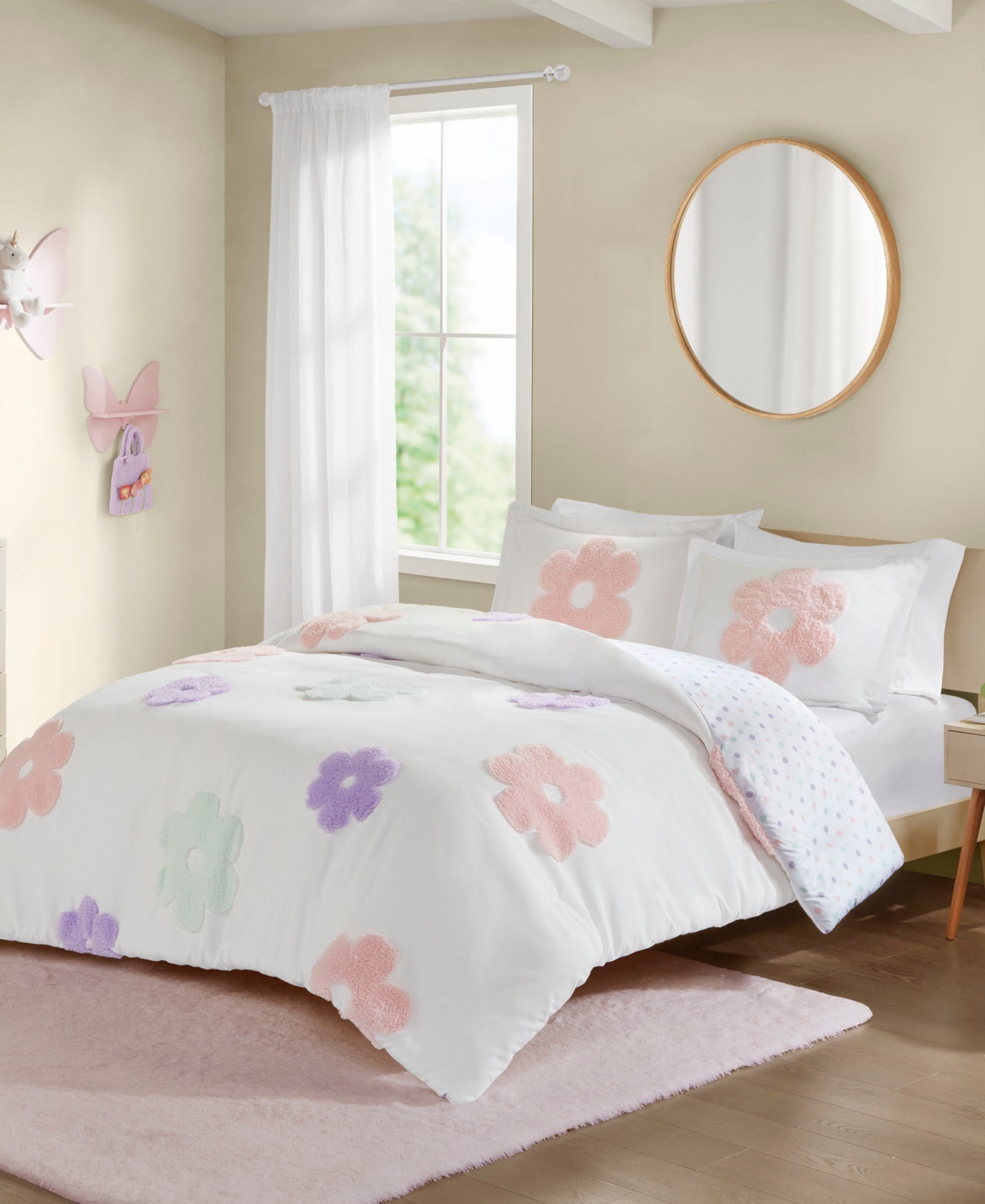 Urban Habitat Gracie Floral Reversible 2-pc. Duvet Cover Set, Twin In White,purple