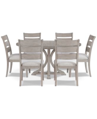 Sadie 7-Pc. Round Dining Set (Table & 6 Ladder Back Chairs), Created for Macy's
