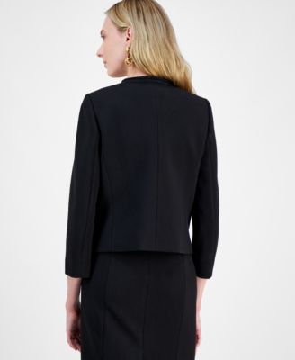 Women's Braid-Trim Textured Five-Button Jacket