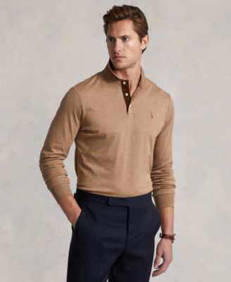 Men's Classic-Fit Long Sleeve Soft Cotton Polo Shirt