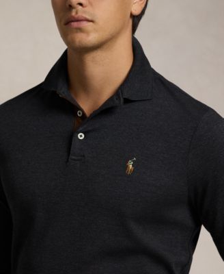 Men's Classic-Fit Long Sleeve Soft Cotton Polo Shirt