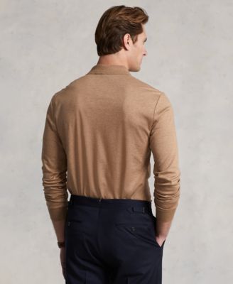 Men's Classic-Fit Long Sleeve Soft Cotton Polo Shirt