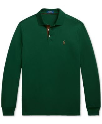 Men's Classic-Fit Long Sleeve Soft Cotton Polo Shirt
