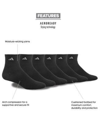 Men's Athletic 6-Pk. Cushioned Quarter Socks