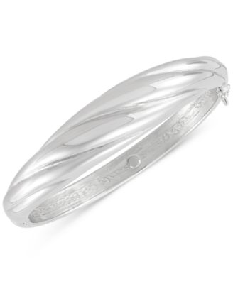 Macy's - Polished Shrimp-Style Hinged Bangle Bracelet in Sterling Silver