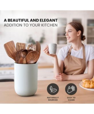 9-Piece Natural Teak Wooden Utensils for Cooking