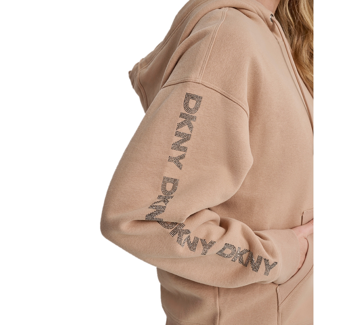 Dkny Sport Women's Rhinestone Logo Fleece Hoodie