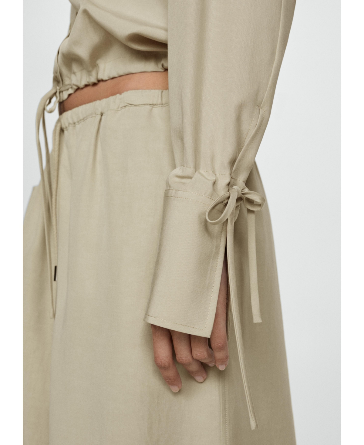 Shop Mango Women's Bow Detail Lyocell Shirt In Green