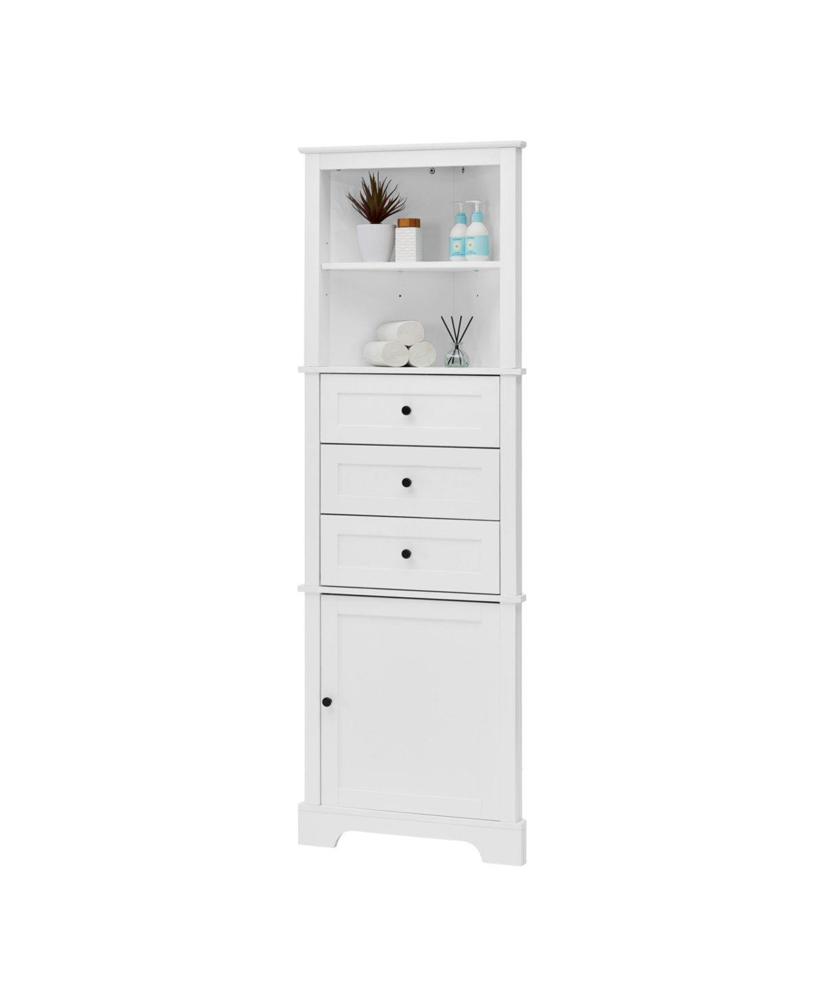 SlickblueTriangle Tall Cabinet Slim Space-Saving Design for Modern Storage Solutions - White