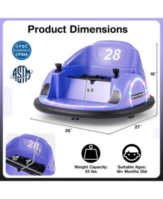 12V Electric 360° Spin Car Toy Ride on Bumper Car for Toddlers with Remote Control