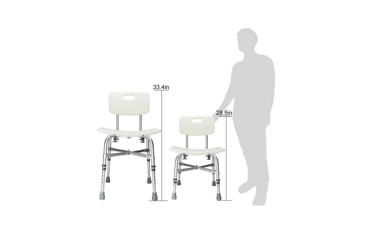 Slickblue Heavy Duty Aluminium Alloy Bath Chair Bench with Back –Medical Bathroom Safety - White