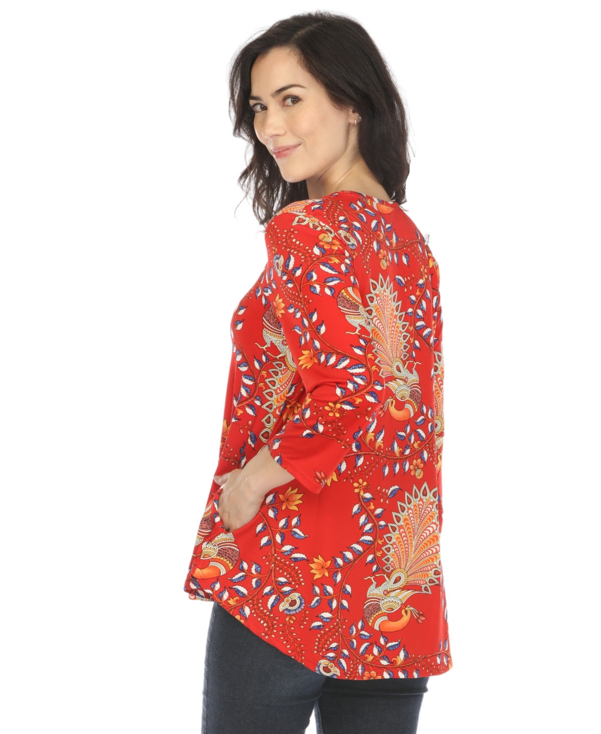 White Mark Women's Vibrant Boho Swing Top In Red