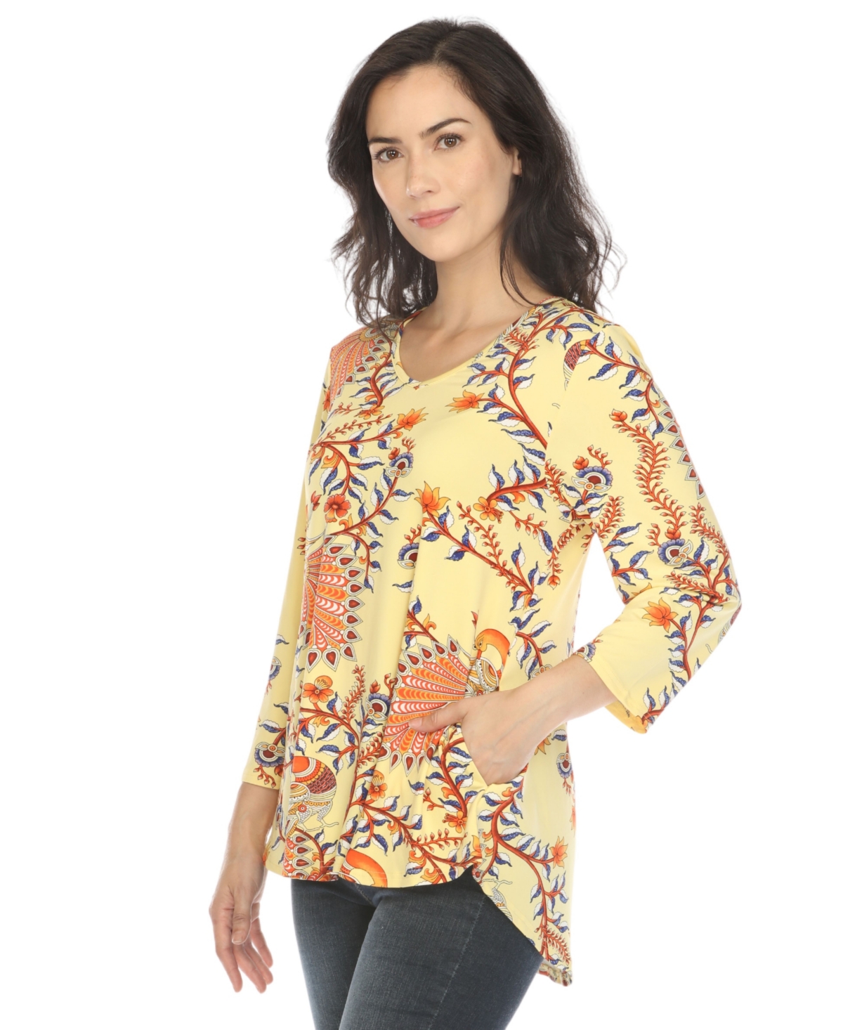 WHITE MARK WOMEN'S VIBRANT BOHO SWING TOP