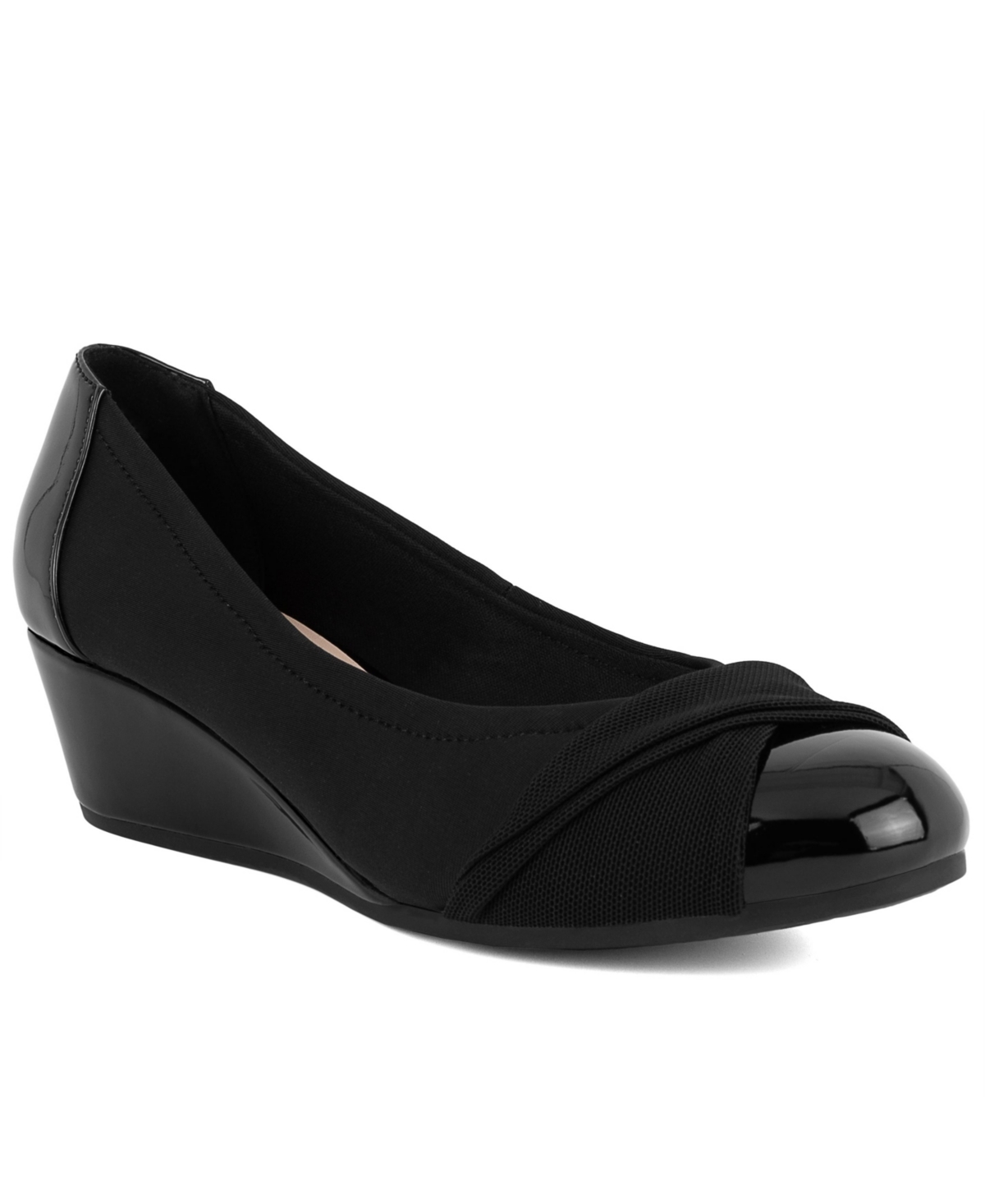 Jones New York Jny-preslee Womens Comfort Insole Manmade Wedge Heels In Black