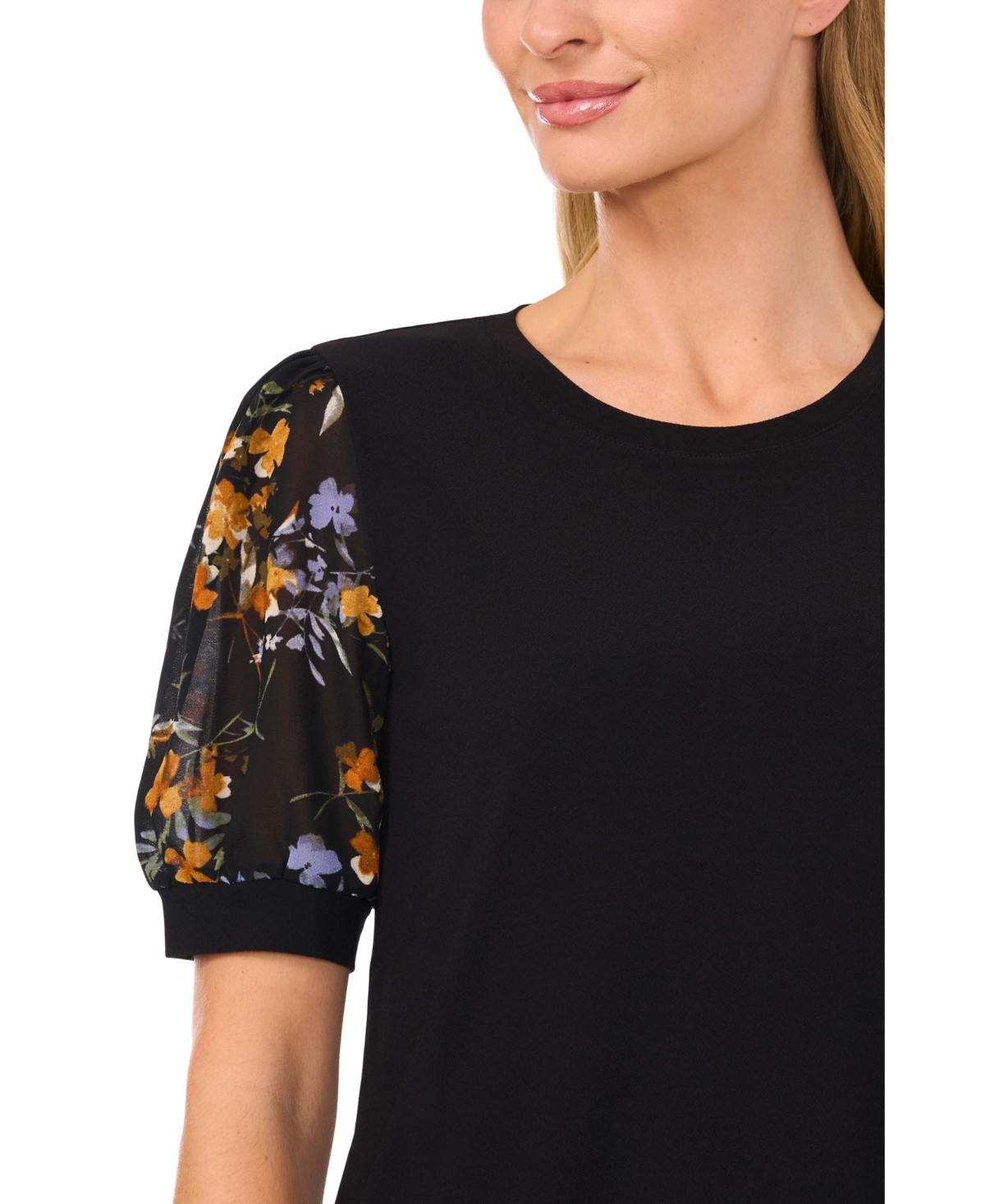 CeCe Women's Floral Puff-Sleeve Blouse