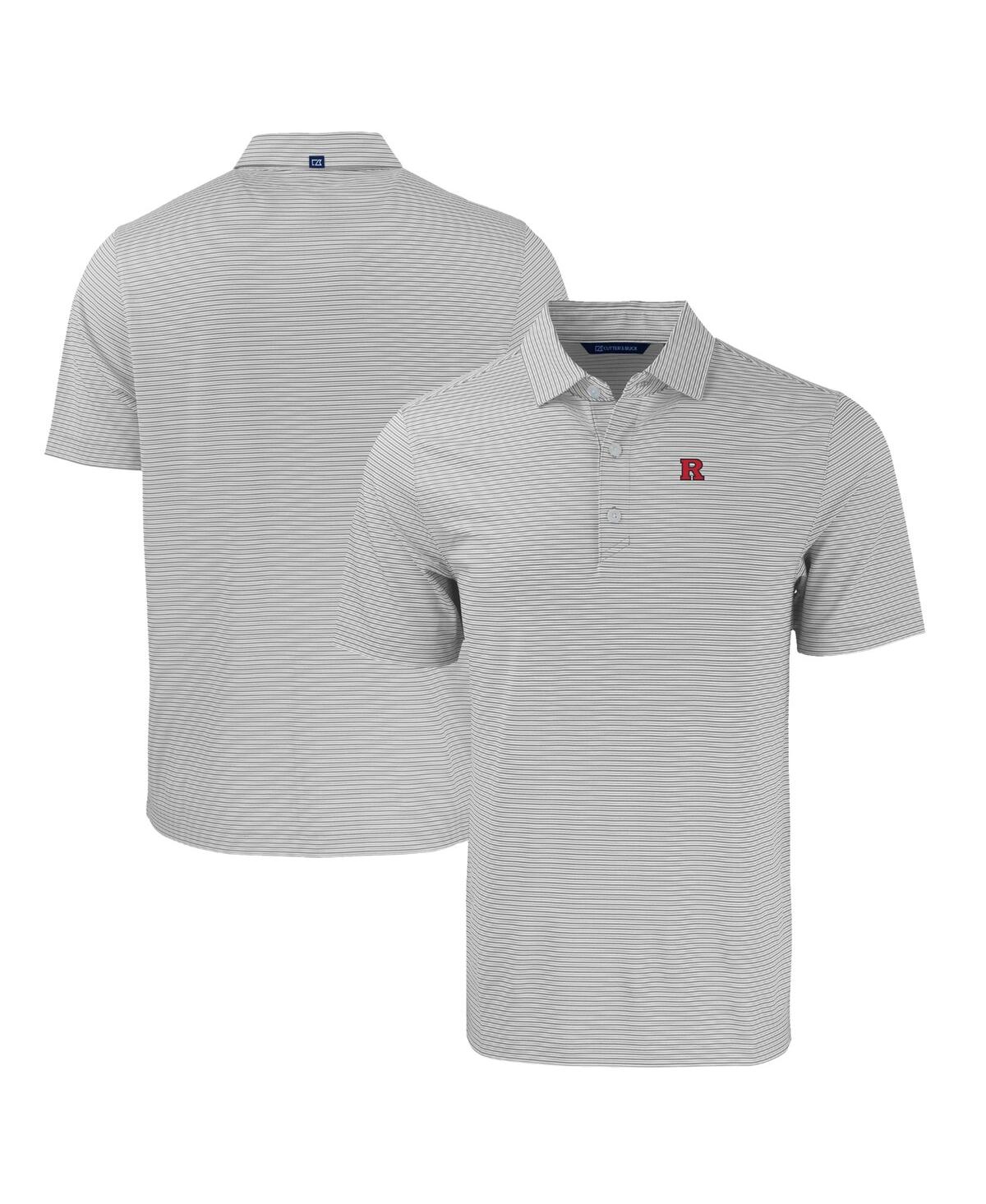 Cutter & Buck Men's Rutgers Scarlet Knights Forge Eco Double Stripe Stretch Polo In Gray,white
