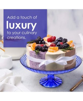 Flower Footed Glass Cake Stand - Amber