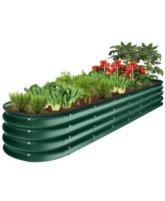 8x2x1ft Outdoor Metal Raised Oval Garden Bed, Planter Box for Vegetables, Flowers