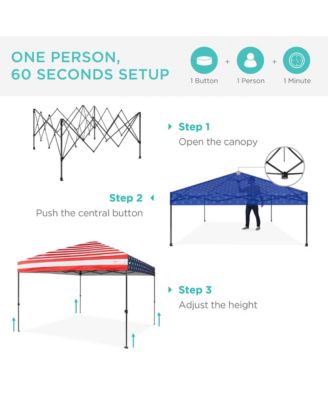 8x8ft Easy Setup Pop Up Canopy w/ 1-Button Setup, Wheeled Case, 4 Weight Bags