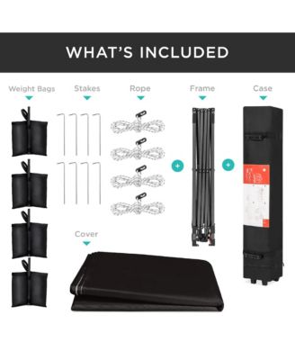 8x8ft Easy Setup Pop Up Canopy w/ 1-Button Setup, Wheeled Case, 4 Weight Bags