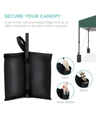 8x8ft Easy Setup Pop Up Canopy w/ 1-Button Setup, Wheeled Case, 4 Weight Bags