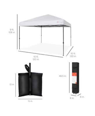 10x10ft Easy Setup Pop Up Canopy w/ 1-Button Setup, Wheeled Case, 4 Weight Bags