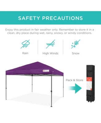 10x10ft Easy Setup Pop Up Canopy w/ 1-Button Setup, Wheeled Case, 4 Weight Bags
