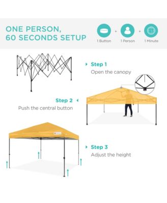10x10ft Easy Setup Pop Up Canopy w/ 1-Button Setup, Wheeled Case, 4 Weight Bags