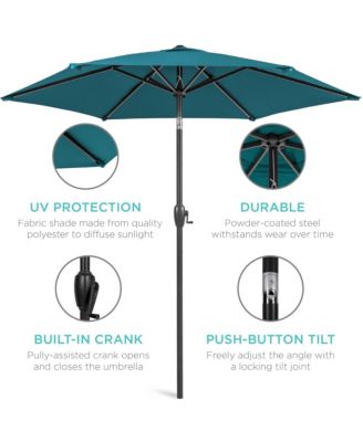 7.5ft Heavy-Duty Outdoor Market Patio Umbrella w/ Push Button Tilt, Easy Crank