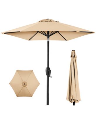 7.5Feet Heavy-Duty Outdoor Market Patio Umbrella With Push Button Tilt, Easy Crank