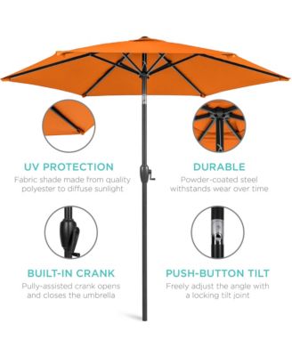 7.5ft Heavy-Duty Outdoor Market Patio Umbrella w/ Push Button Tilt, Easy Crank