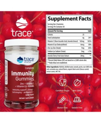 | Immunity Gummies | Immune System Support with Zinc, Vitamin C, Vitamin D, and Acerola | Cherry Flavor | 60 Gummies