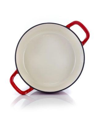 5 Quarts Round Enameled Cast Iron Casserole with Lid in Red